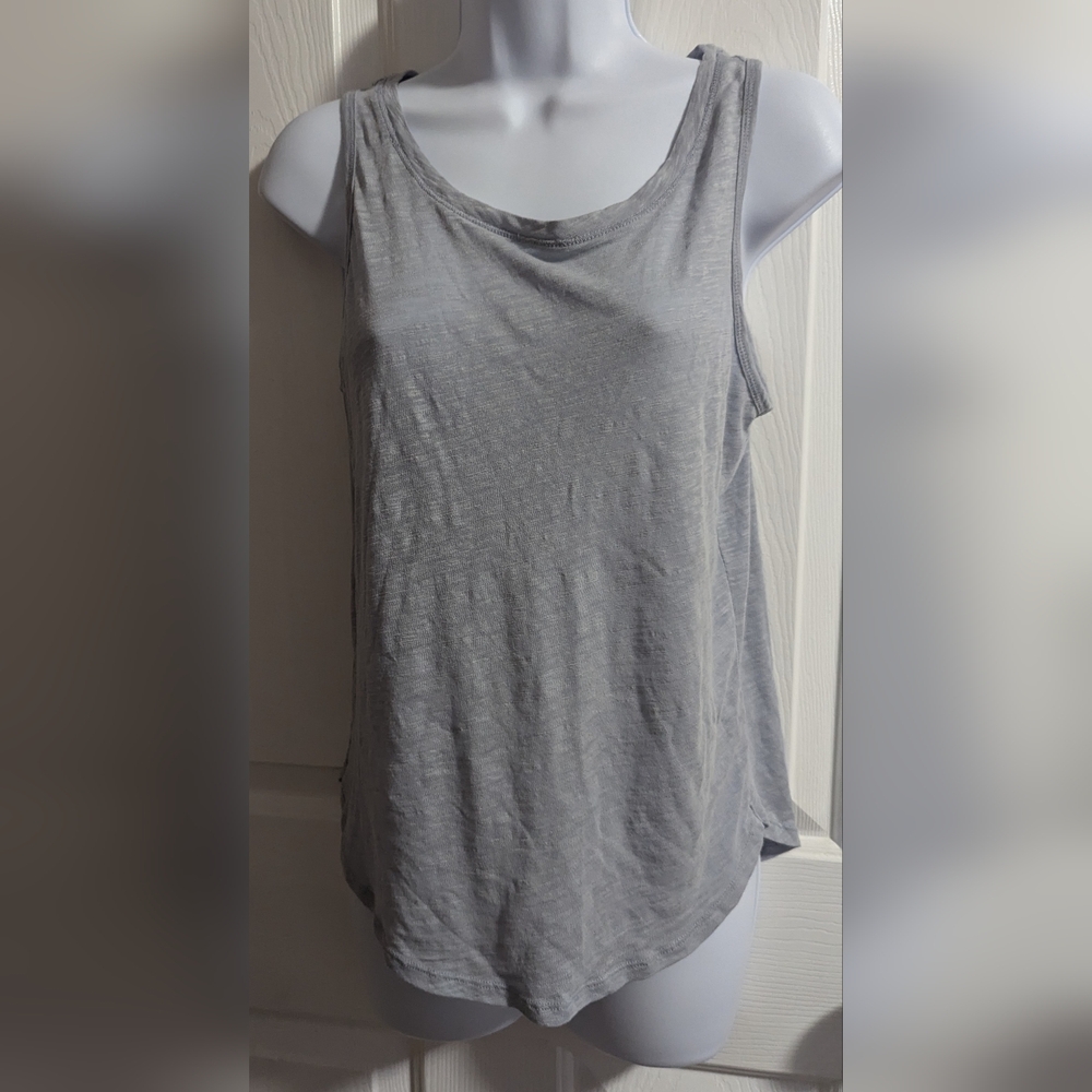 Athleta heathered greyish blue open back tank top Sz: XS